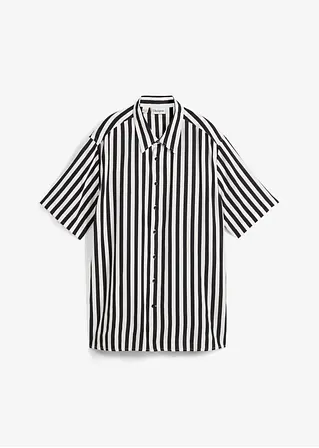 bonprix Modisches gestreiftes Kurzarmhemd in Regular Fit - schwarz