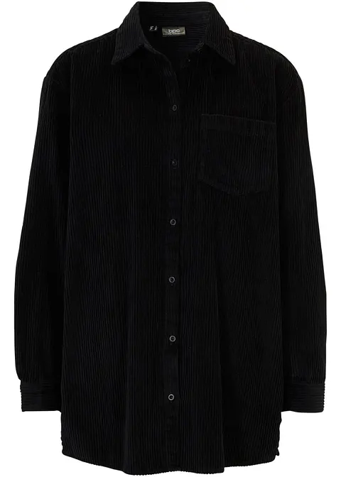 bonprix Modisches Hemd aus Cord mit Brusttasche - schwarz