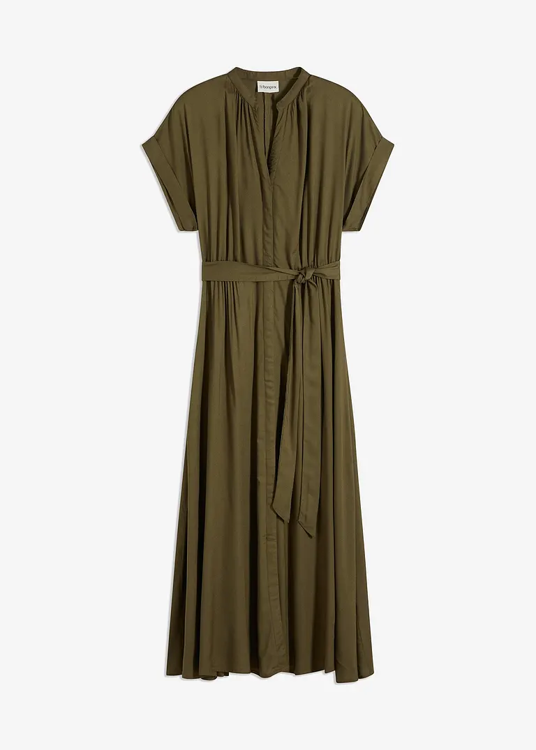 bonprix Modisches Hemdblusenkleid mit Bindeband um die Taille. - grün
