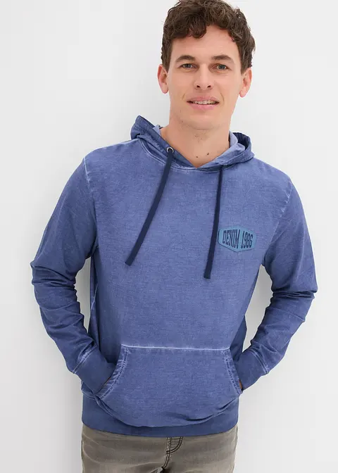 Bonprix Modisches Hoodie In Gewaschener Optik - Blau - Herren
