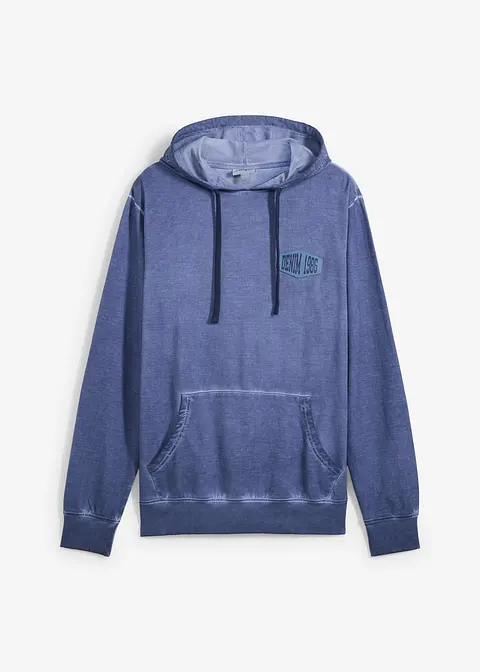 bonprix Modisches Hoodie in gewaschener Optik - blau - Herren