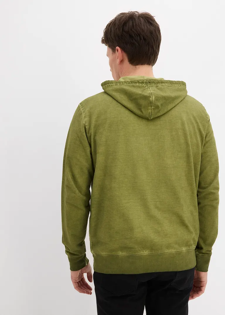 Bonprix Modisches Hoodie In Gewaschener Optik - Grün - Herren