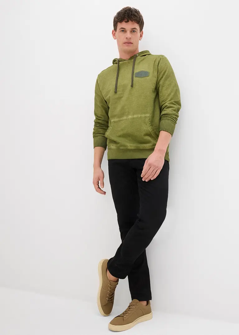 Bonprix Modisches Hoodie In Gewaschener Optik - Grün - Herren