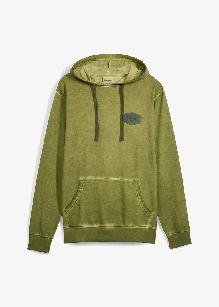 bonprix Modisches Hoodie in gewaschener Optik - grün - Herren
