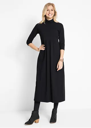 Bonprix Modisches Jerseykleid Mit Rollkragen - Schwarz - Damen