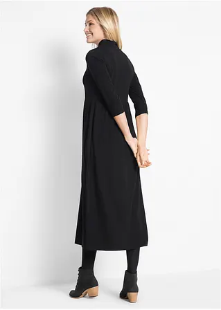 Bonprix Modisches Jerseykleid Mit Rollkragen - Schwarz - Damen