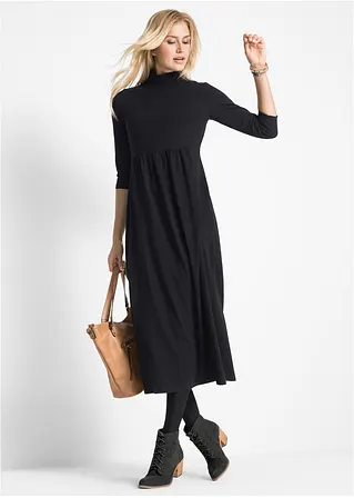 Bonprix Modisches Jerseykleid Mit Rollkragen - Schwarz - Damen