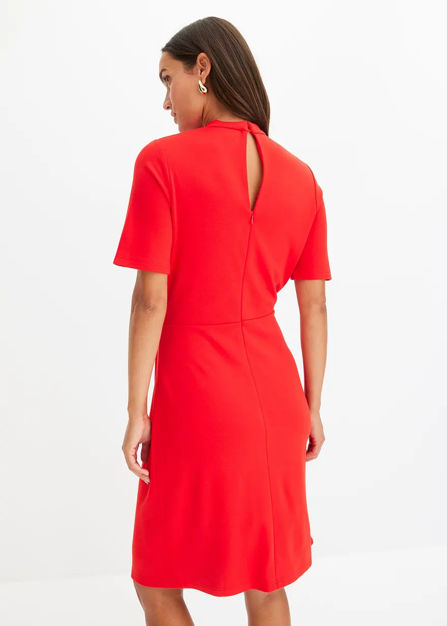 Bonprix Modisches Kleid Aus Punto Di Roma - Rot - Damen