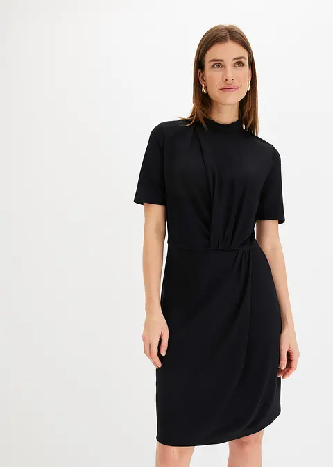 Bonprix Modisches Kleid Aus Punto Di Roma - Schwarz - Damen