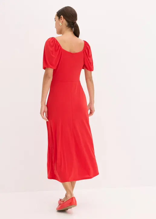 Bonprix Modisches Kleid Mit Raffungen Am Ausschnitt - Rot