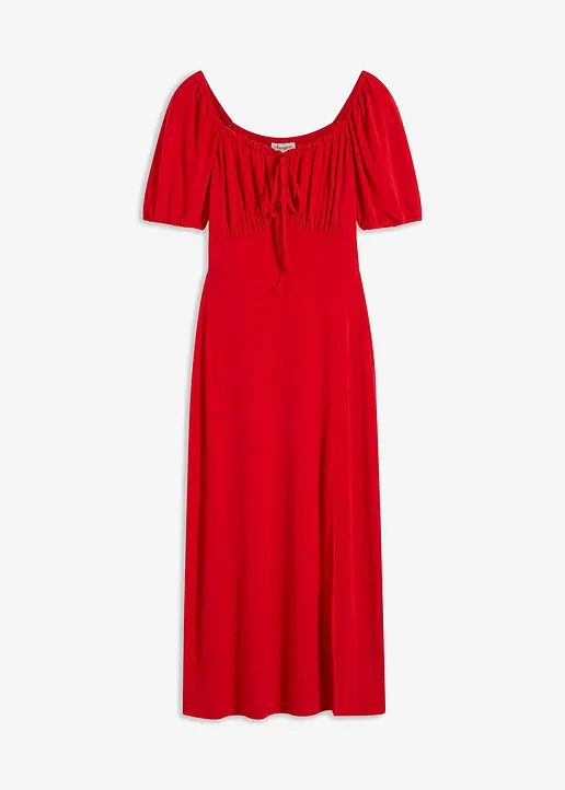 bonprix Modisches Kleid mit Raffungen am Ausschnitt - rot