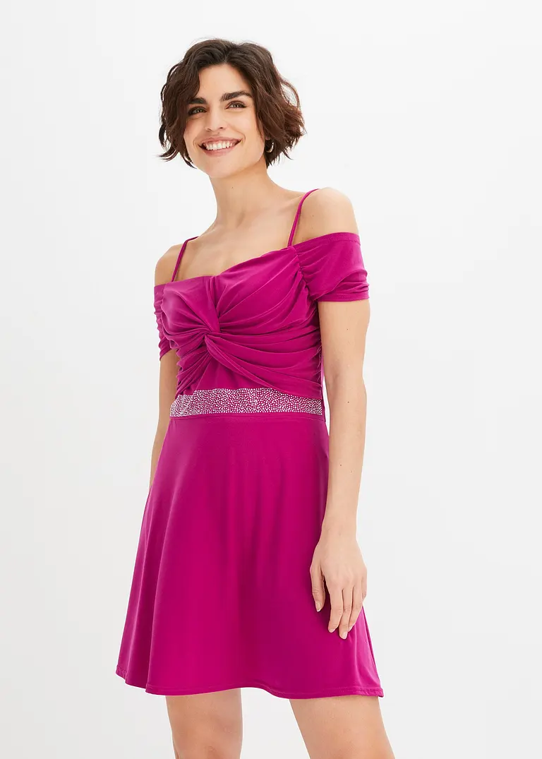 Bonprix Modisches Kleid Mit Strass-Details - Lila - Damen