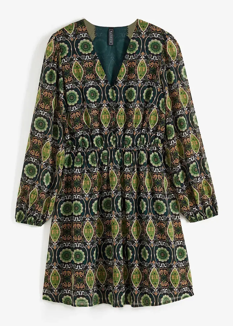 bonprix Modisches Kleid mit V-Ausschnitt und Elastik in der Taille - grün