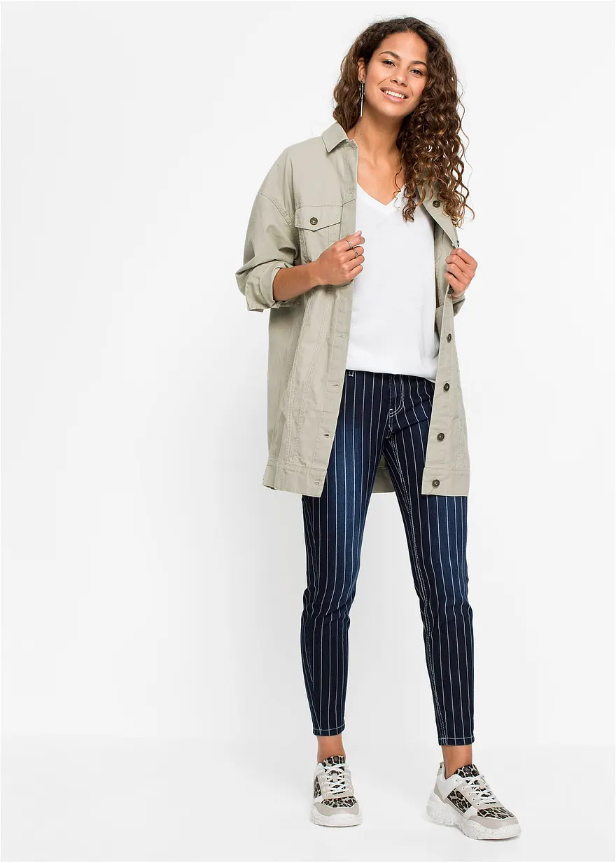 Bonprix Modisches Kurzarm-Shirt Mit V-Ausschnitt - Weiß - Damen