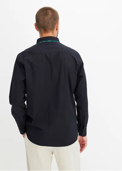 Bonprix Modisches Langarmhemd Mit Kontrastfarbigen Doppelkragen Und Details