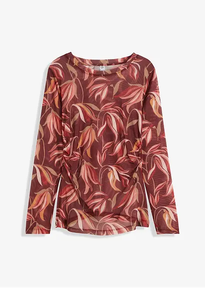 bonprix modisches Langarmshirt aus Mesh mit Druck - rot - Damen