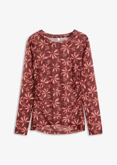 bonprix modisches Langarmshirt aus Mesh mit Druck - rot - Damen