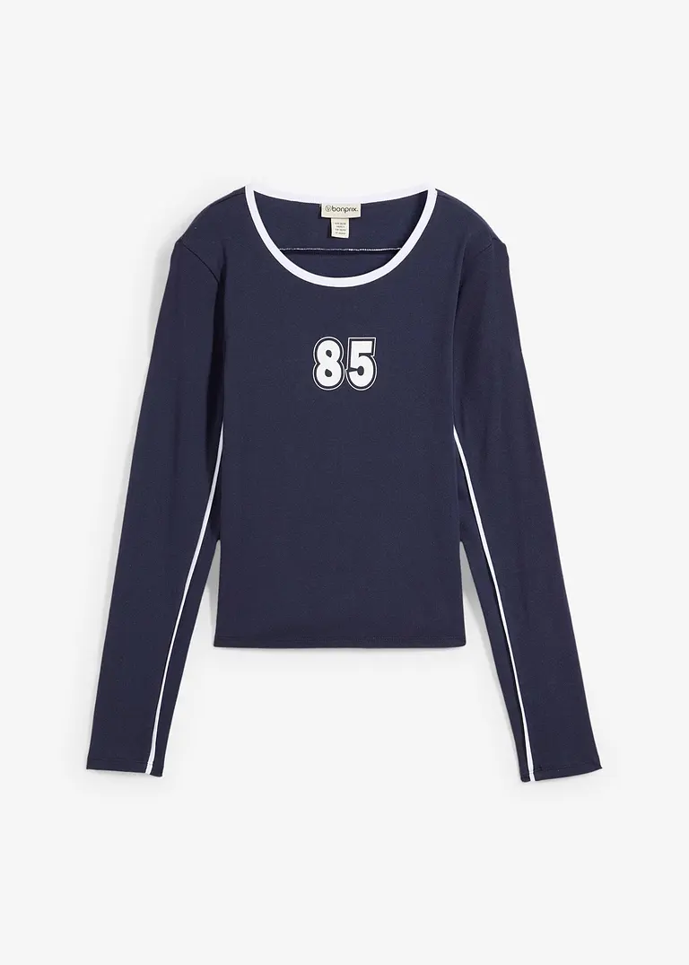 bonprix Modisches Langarmshirt mit Aufdruck - blau - Damen
