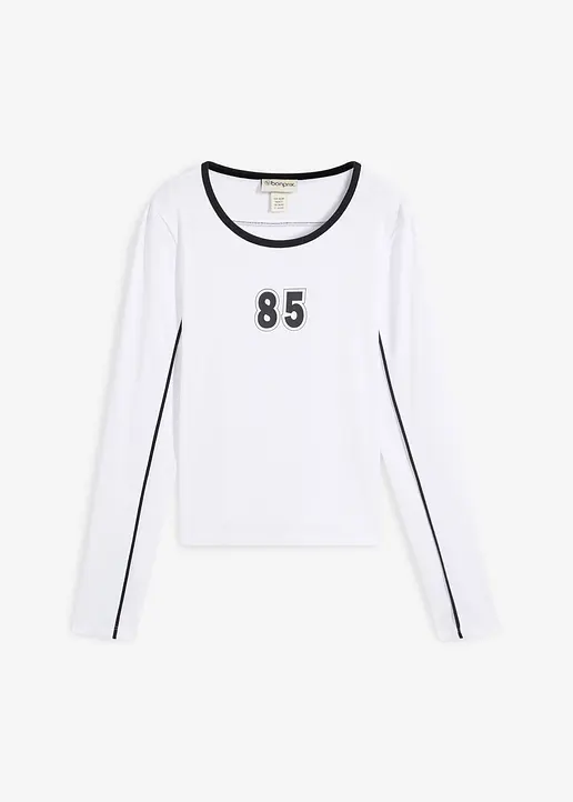 bonprix Modisches Langarmshirt mit Aufdruck - weiß - Damen
