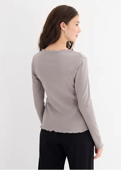 Bonprix Modisches Langarmshirt Mit Verspielten Details - Grau