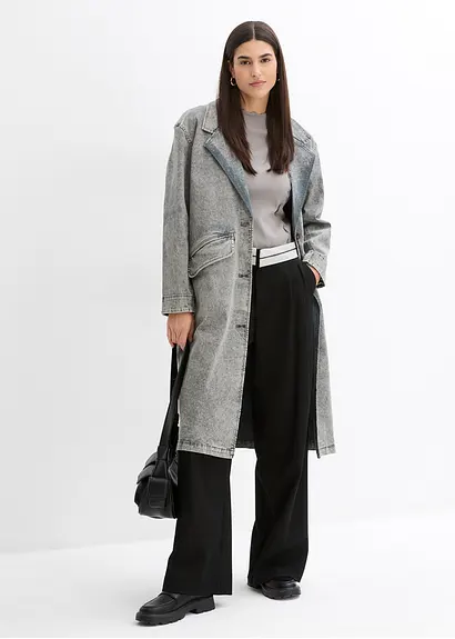 Bonprix Modisches Langarmshirt Mit Verspielten Details - Grau
