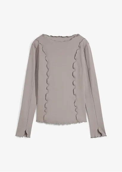 bonprix Modisches Langarmshirt mit verspielten Details - grau