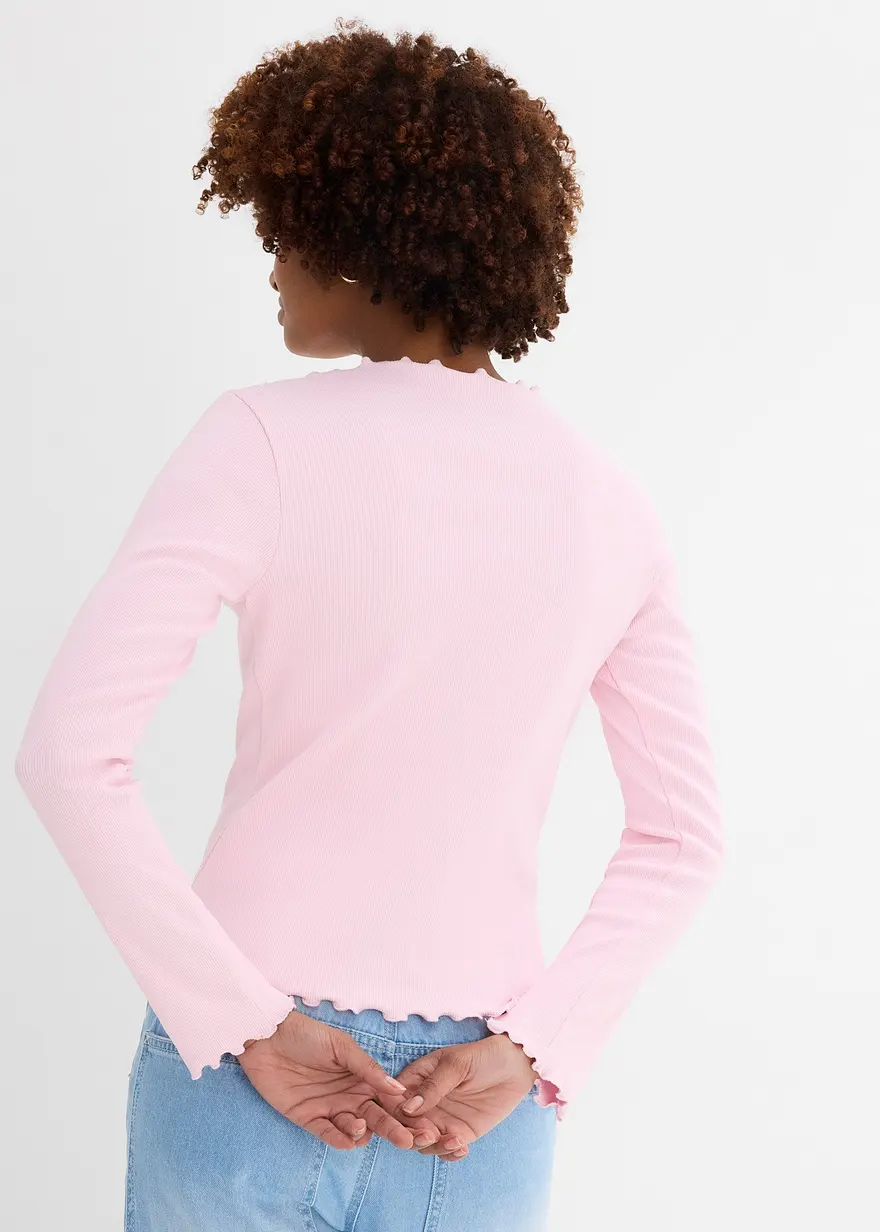 Bonprix Modisches Langarmshirt Mit Verspielten Details - Rosa