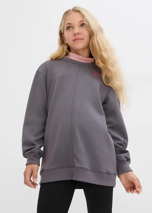 Bonprix Modisches Mädchen Sweatshirt Mit Reflektierendem Print - Grau