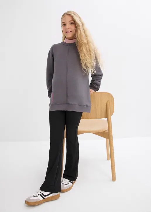 Bonprix Modisches Mädchen Sweatshirt Mit Reflektierendem Print - Grau