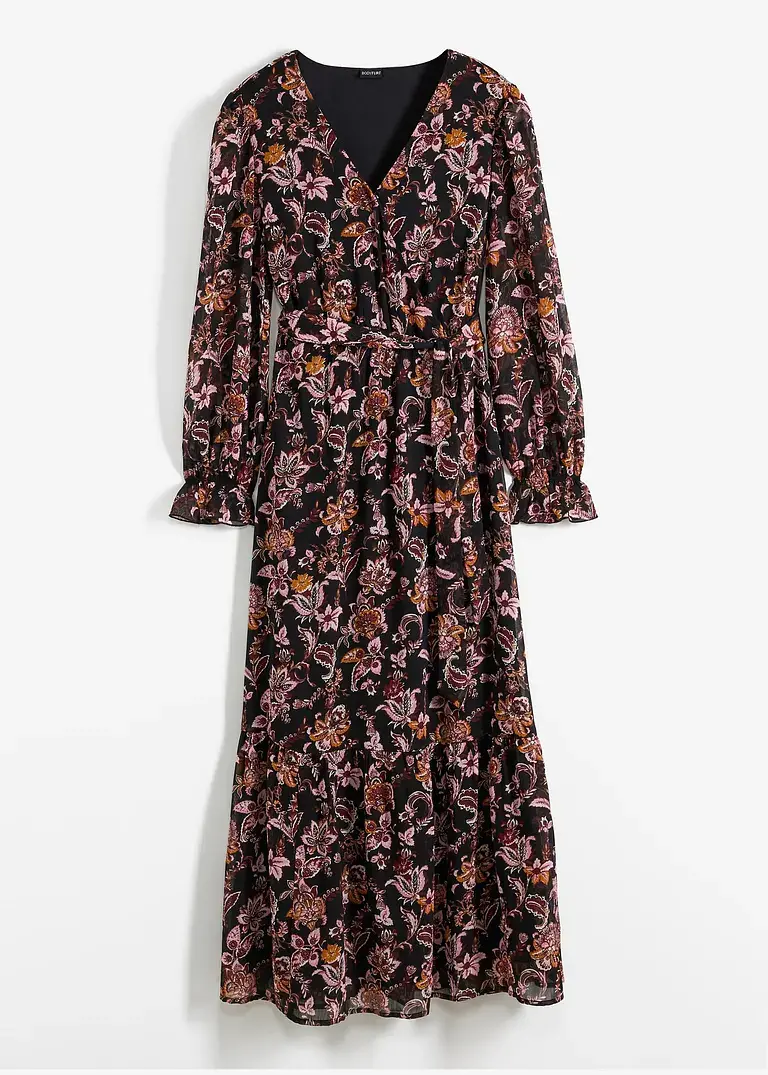 bonprix modisches Maxikleid mit Blumen-Druck - schwarz regular