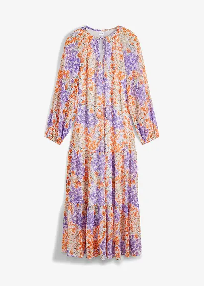 bonprix modisches Maxikleid mit Blumen-Print - weiß - Damen