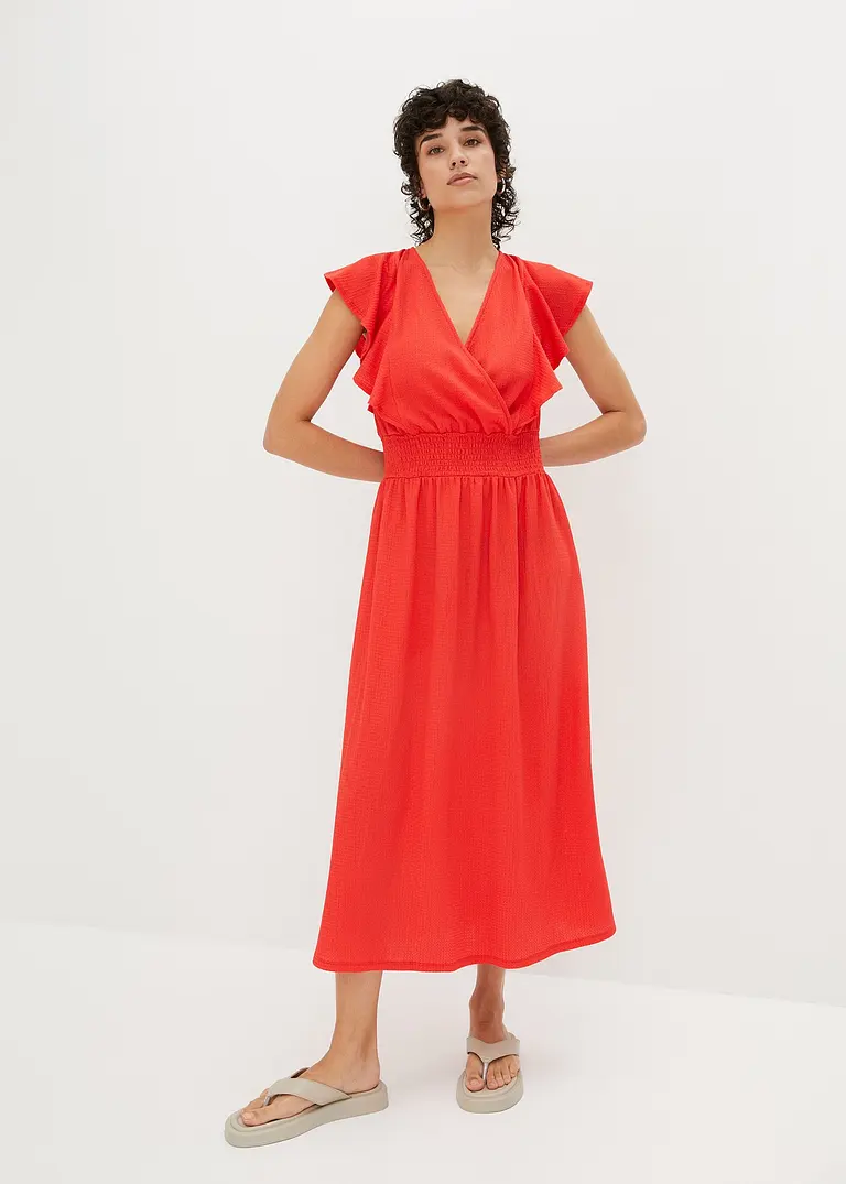Bonprix Modisches Maxikleid Mit Elastischer Taille - Rot
