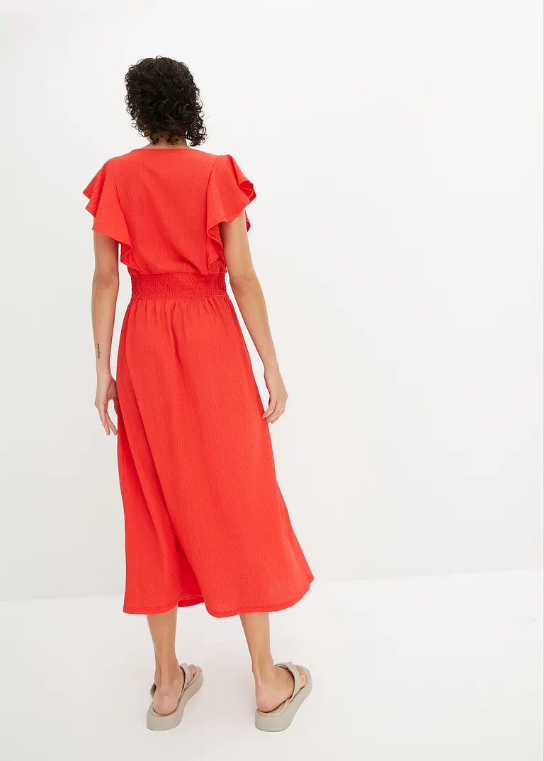 Bonprix Modisches Maxikleid Mit Elastischer Taille - Rot