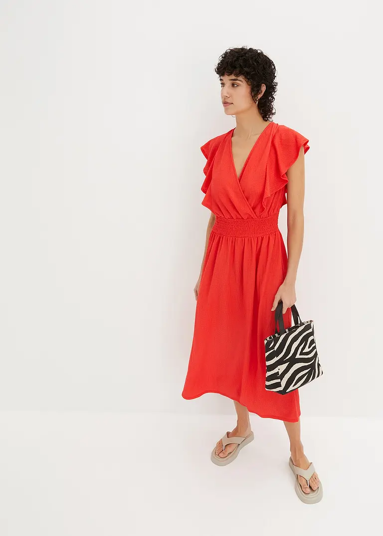 Bonprix Modisches Maxikleid Mit Elastischer Taille - Rot