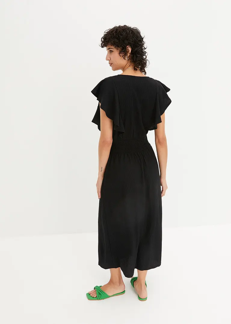 Bonprix Modisches Maxikleid Mit Elastischer Taille - Schwarz