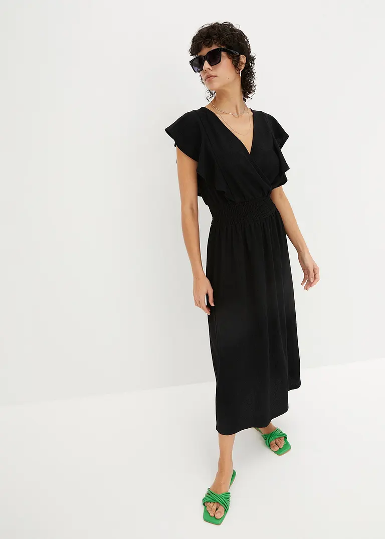 Bonprix Modisches Maxikleid Mit Elastischer Taille - Schwarz