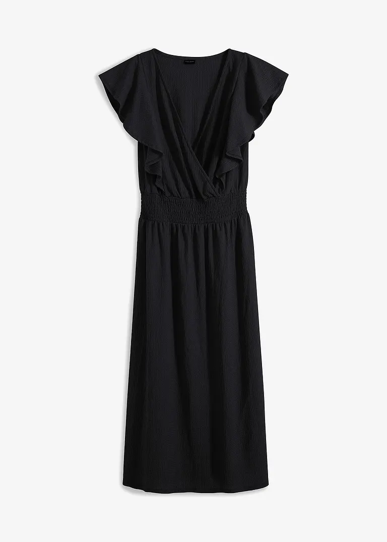 bonprix modisches Maxikleid mit elastischer Taille - schwarz
