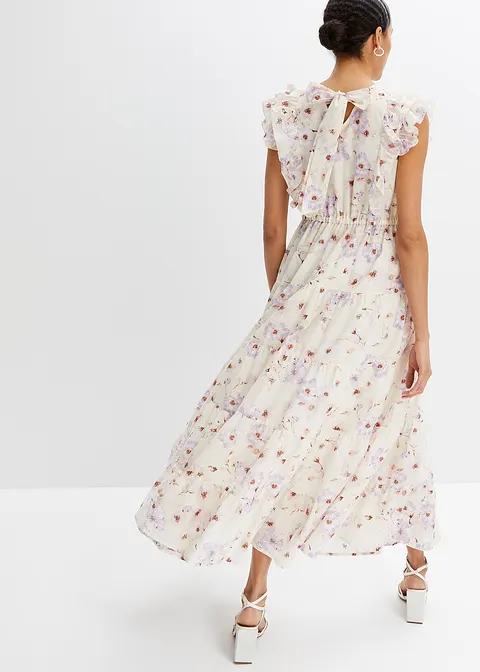 Bonprix Modisches Maxikleid Mit Volants - Beige Regular