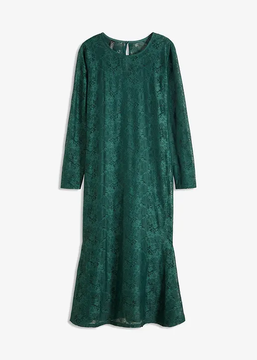 bonprix Modisches Midikleid aus Spitze und langen Ärmeln - grün