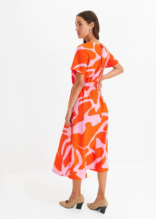Bonprix Modisches Midikleid Mit Graphischem Print Und Ausgestelltem Rock