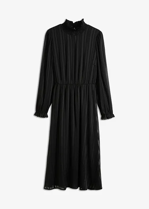 bonprix modisches Midikleid mit Stehkragen - schwarz - Damen