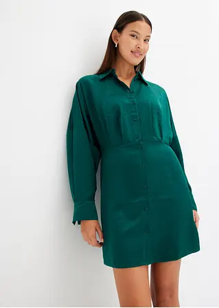 Bonprix Modisches Minikleid Aus Satin Und Taillierung - Grün