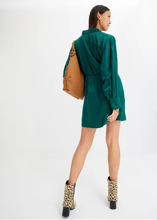 Bonprix Modisches Minikleid Aus Satin Und Taillierung - Grün
