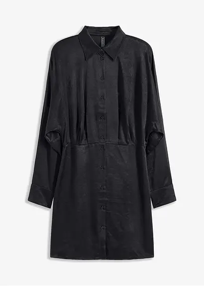 bonprix Modisches Minikleid aus Satin und Taillierung - schwarz