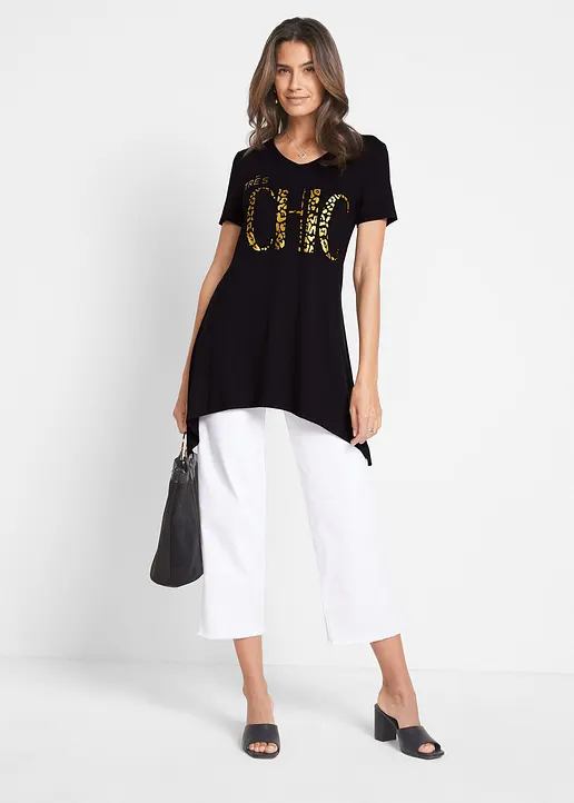 Bonprix Modisches Shirt Mit Hübschem Aufdruck - Schwarz - Damen