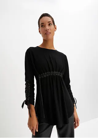 Bonprix Modisches Shirt Mit Möglichkeit Zur Raffung - Schwarz