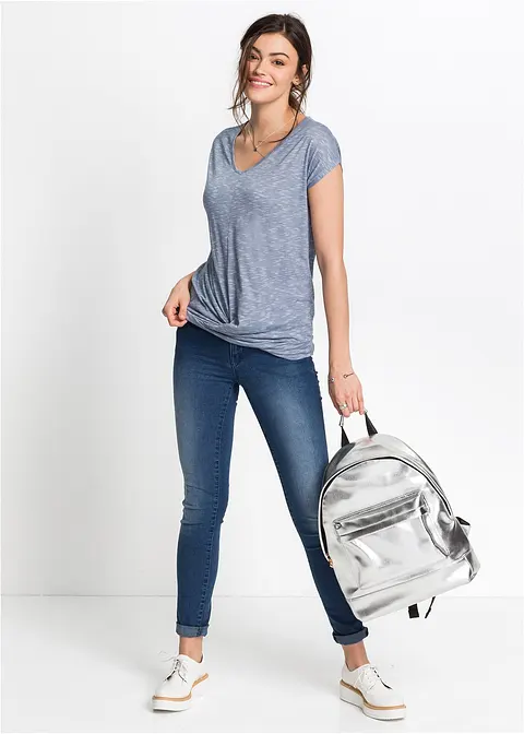 Bonprix Modisches Shirt Mit Stylishem Knoteneffekt - Grau