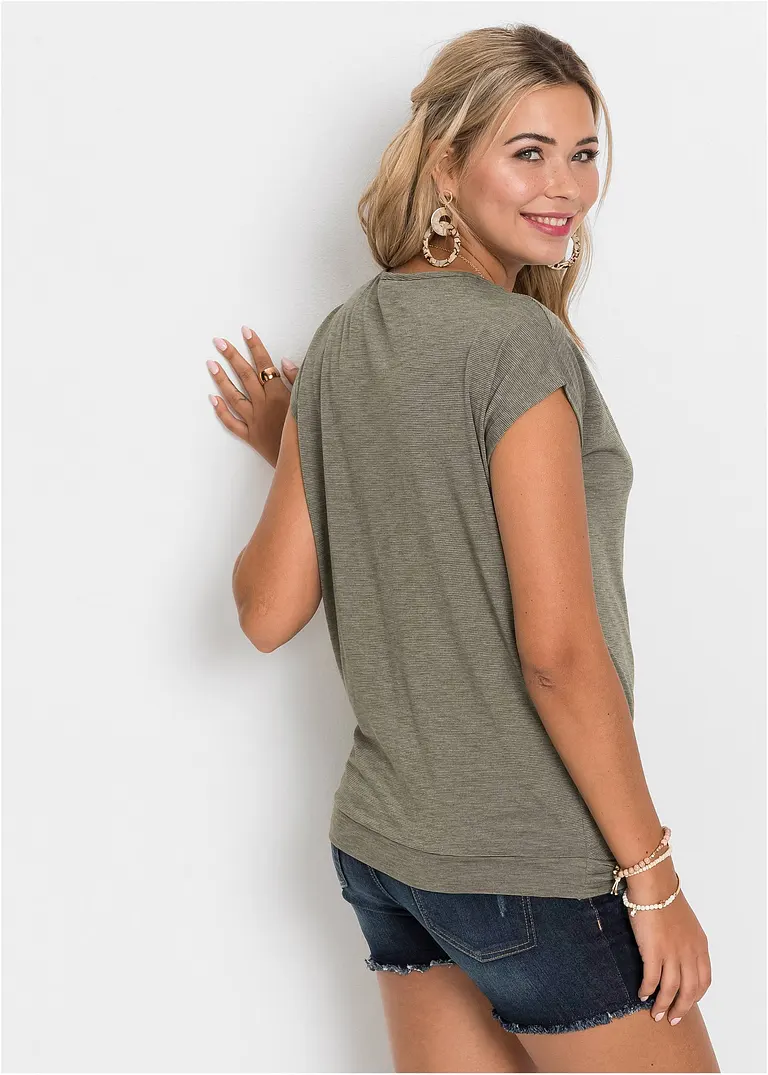 Bonprix Modisches Shirt Mit Stylishem Knoteneffekt - Grün