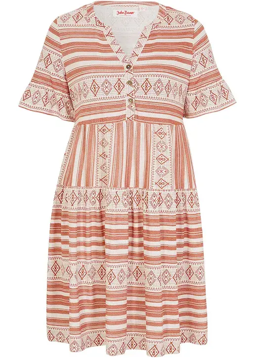 bonprix Modisches Shirtkleid Kurzarm bedruckt - weiß - Damen