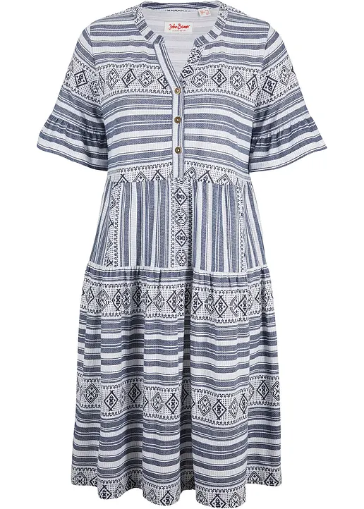 bonprix Modisches Shirtkleid Kurzarm bedruckt - weiß - Damen